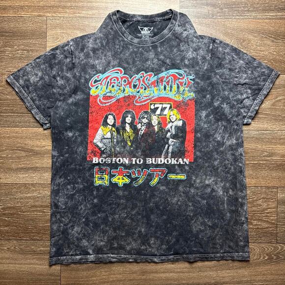 Aerosmith Other - Black & Grey Acid Wash Aerosmith Boston to Budokan Japan Tour Graphic Tee